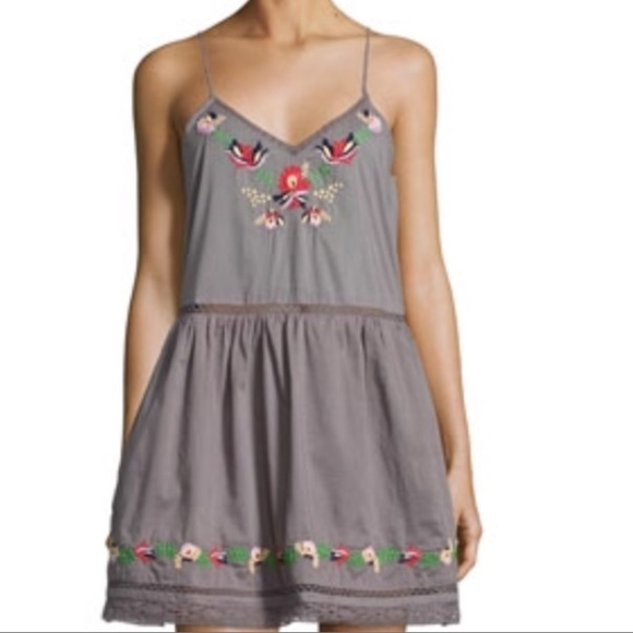 Tularosa Dresses & Skirts - Tularosa Gray/Taupe Embroidered Dress Size S 218